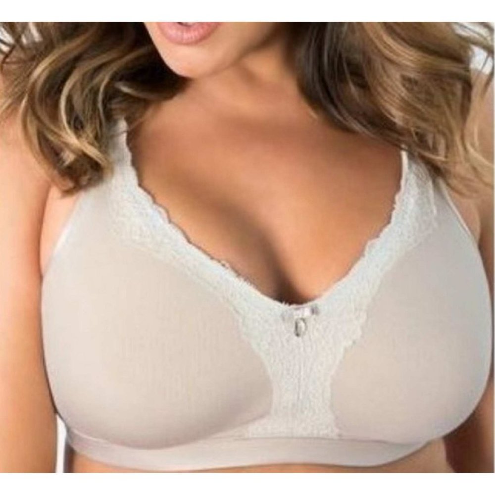 Curvy Couture Natural Cotton Luxe Unlined Wire Free Bra Style 1010 Sz 40B